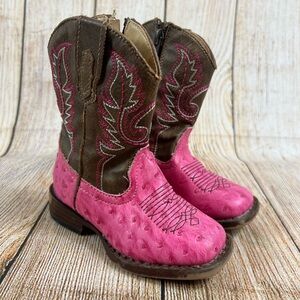 Roper Western Toddler Girls Size 6 Cowgirl Boots Brown Pink